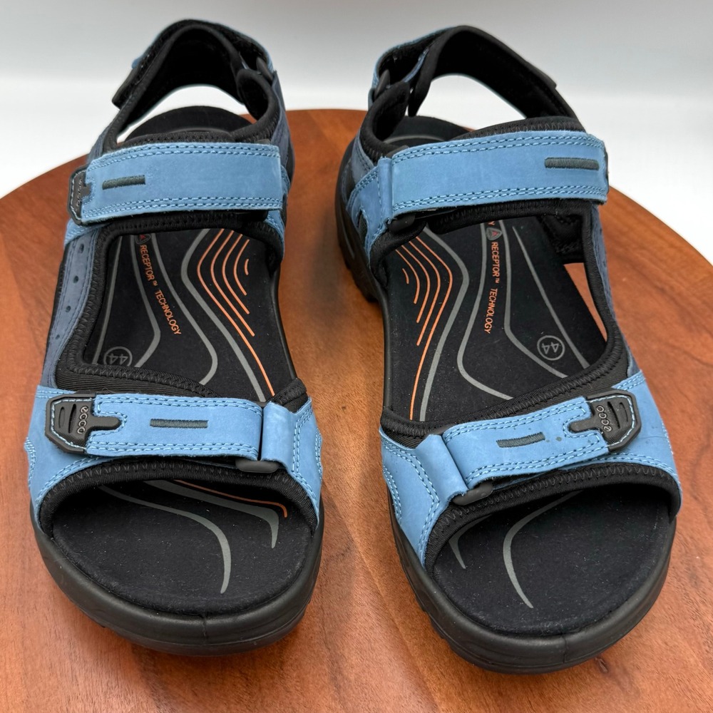 Ecco Yucatan Leather Sport Sandals Blue Black Gorpcore Outdoor Men US 10 / EU 44